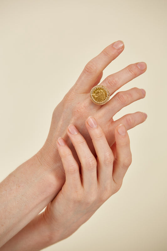 9K Gold Coin Signet Ring
