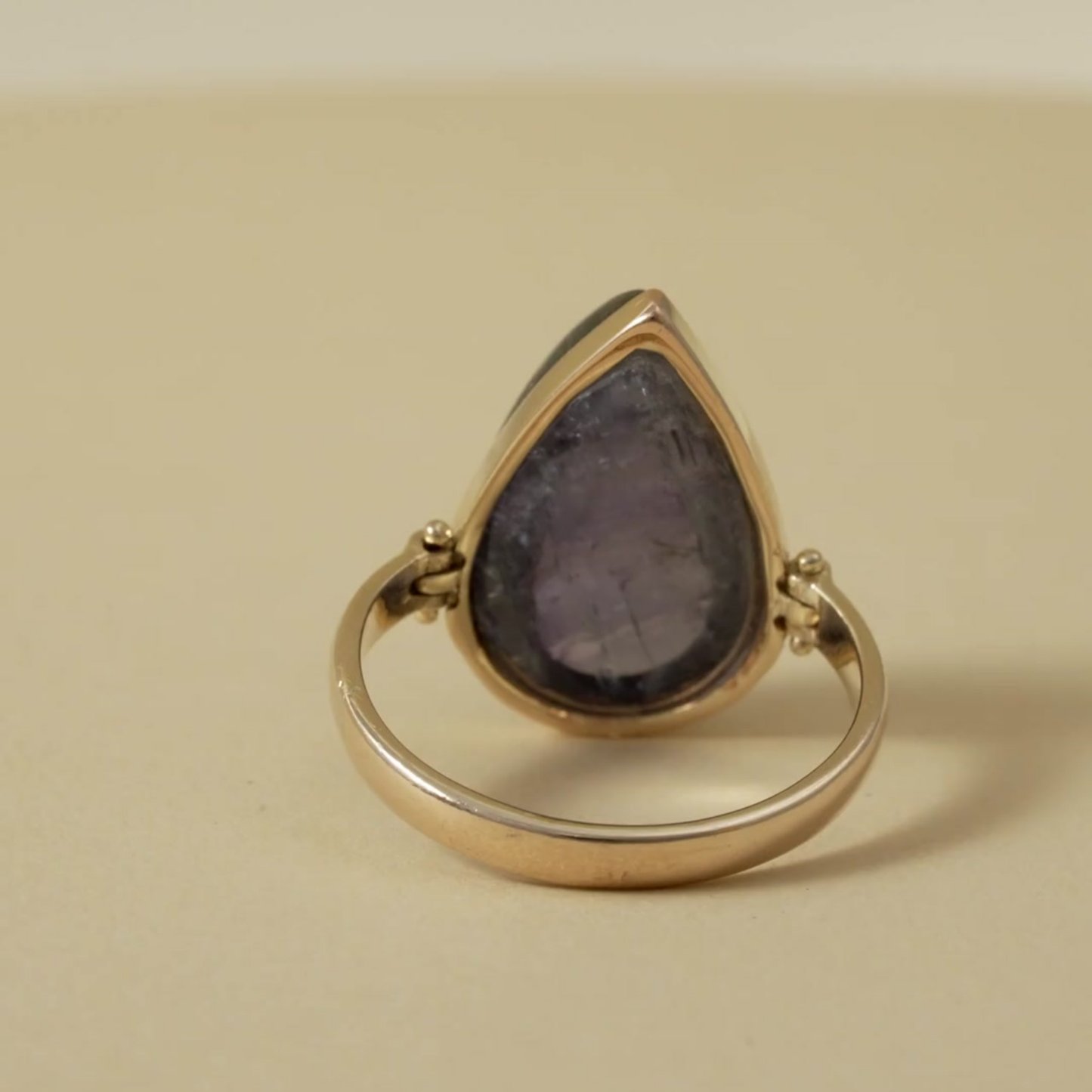 9 Kt Gold "Indigo Drift" Opaque Cabochon Tanzanite Ring