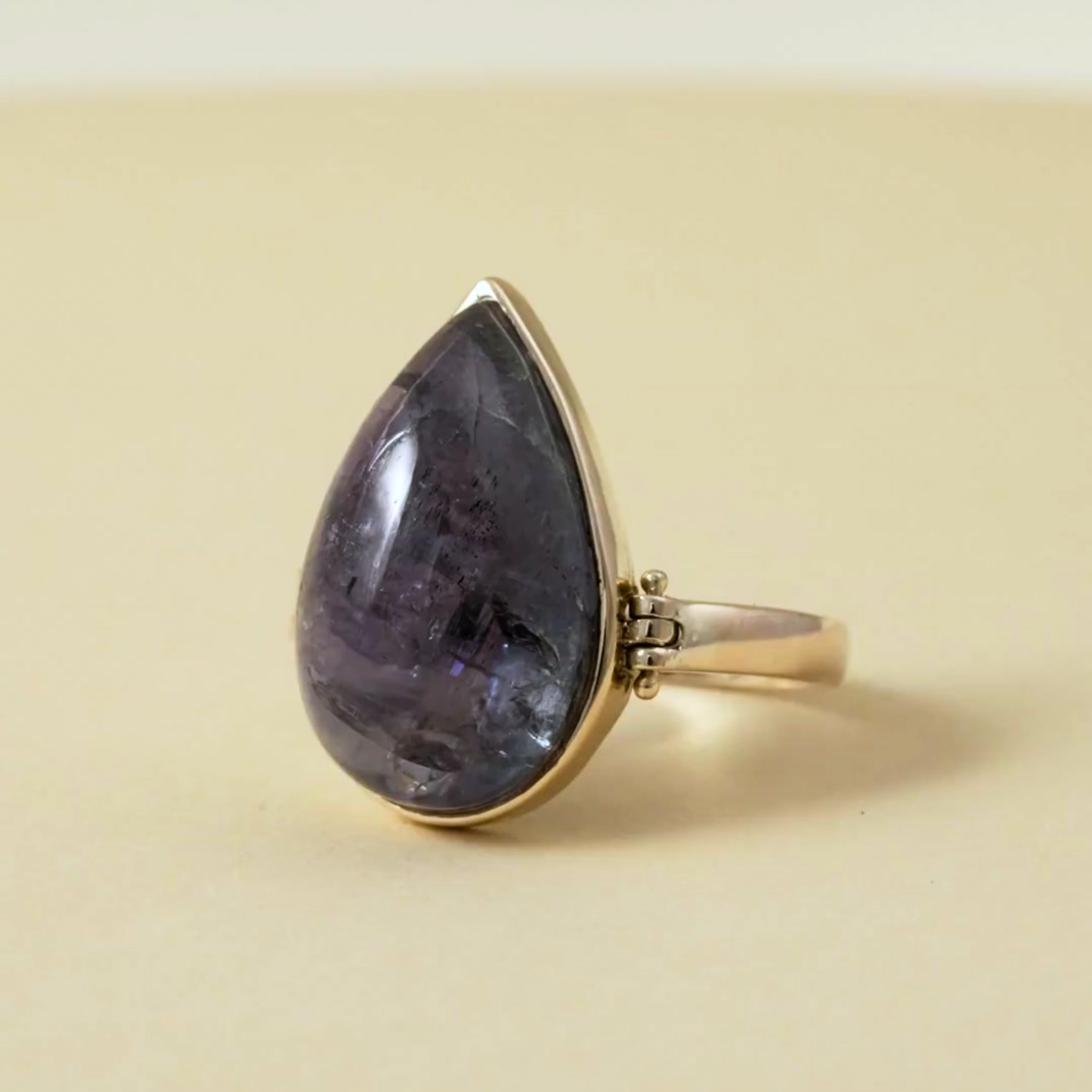 9 Kt Gold "Indigo Drift" Opaque Cabochon Tanzanite Ring
