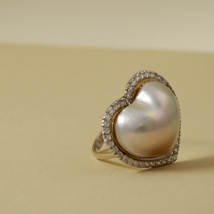 18K "Gold Whisper Tide" Mabe Pearl & Cubic Zirconia Ring