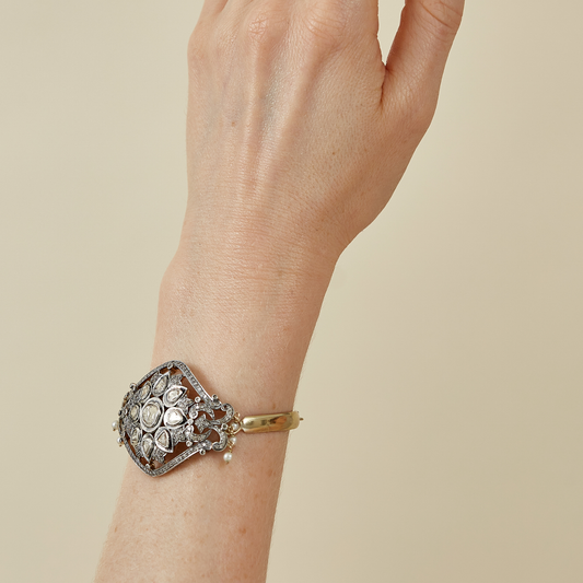 Polki Diamond Mixed Metal Floral Bracelet