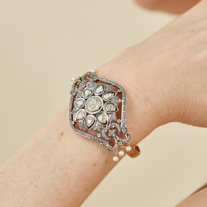 Polki Diamond Mixed Metal Floral Bracelet