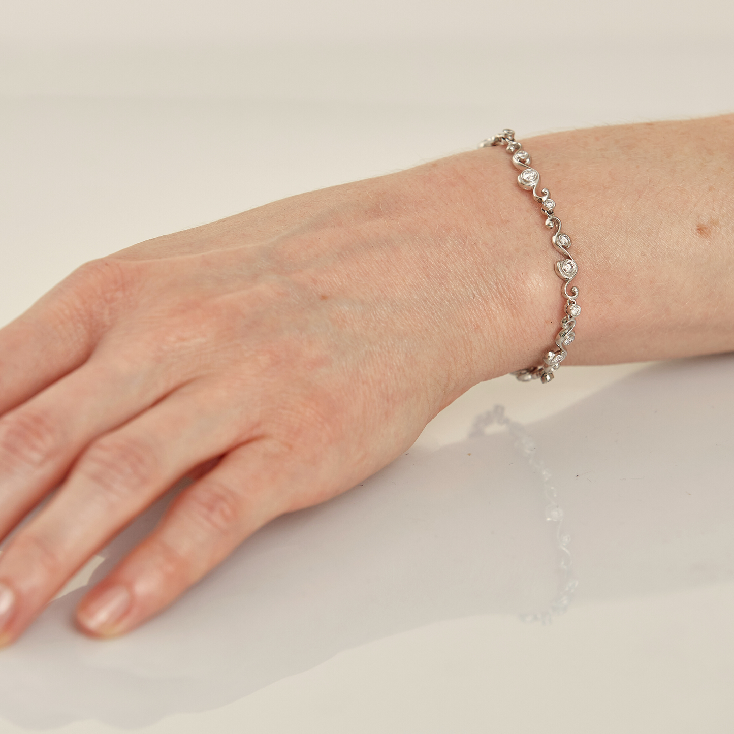 14Kt White Gold Diamond [approximately 1.43cts] Swirl Bracelet