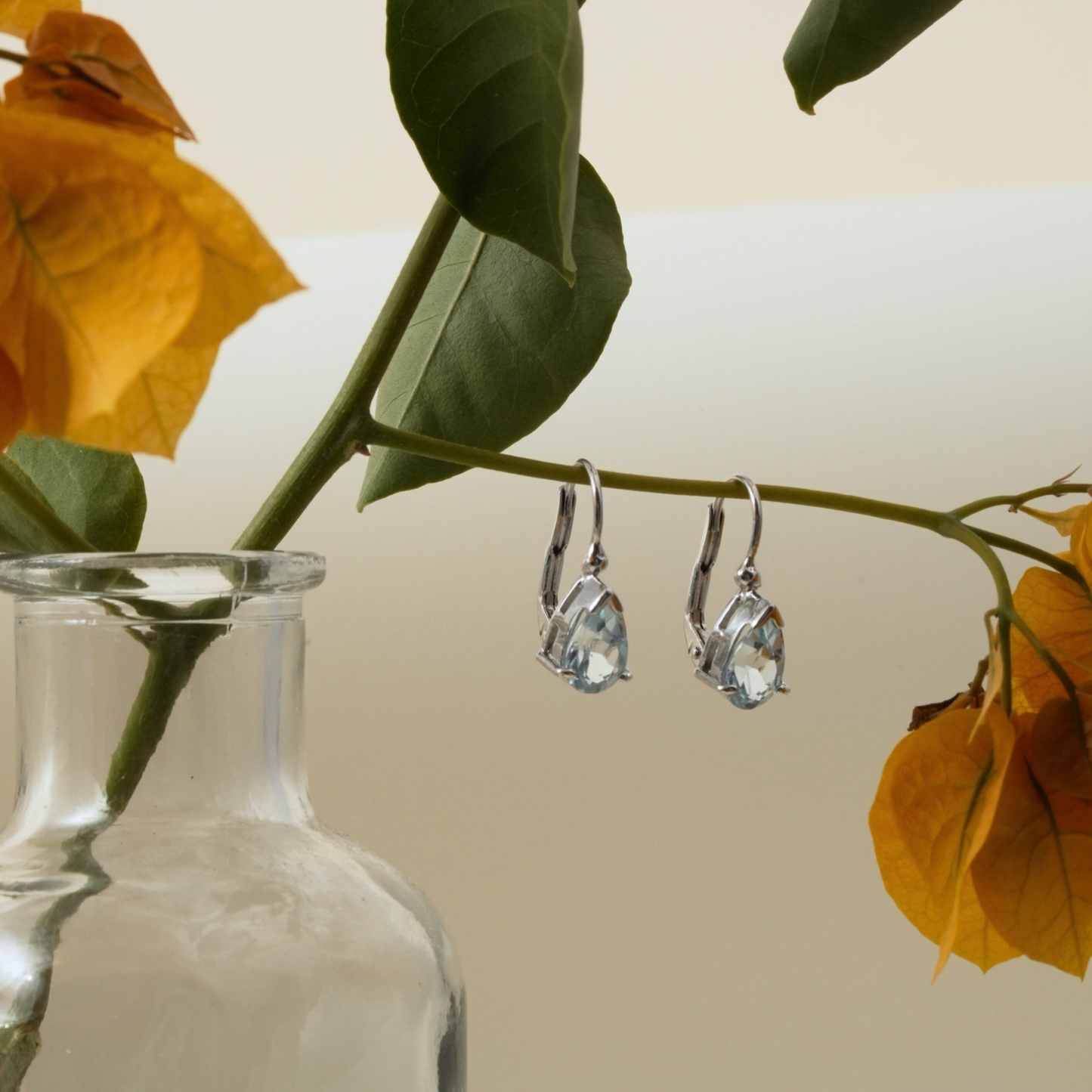 Teardrop-Cut Aquamarine Earrings in White Gold