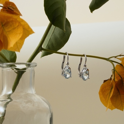 Teardrop-Cut Aquamarine Earrings in White Gold