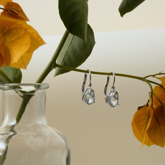 Teardrop-Cut Aquamarine Earrings in White Gold