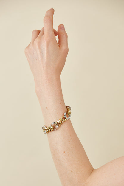 Two-Tone Gold Link Bracelet – Sculptural Mixed Metal Design