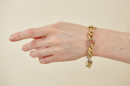 Two-Tone Gold Link Bracelet – Sculptural Mixed Metal Design