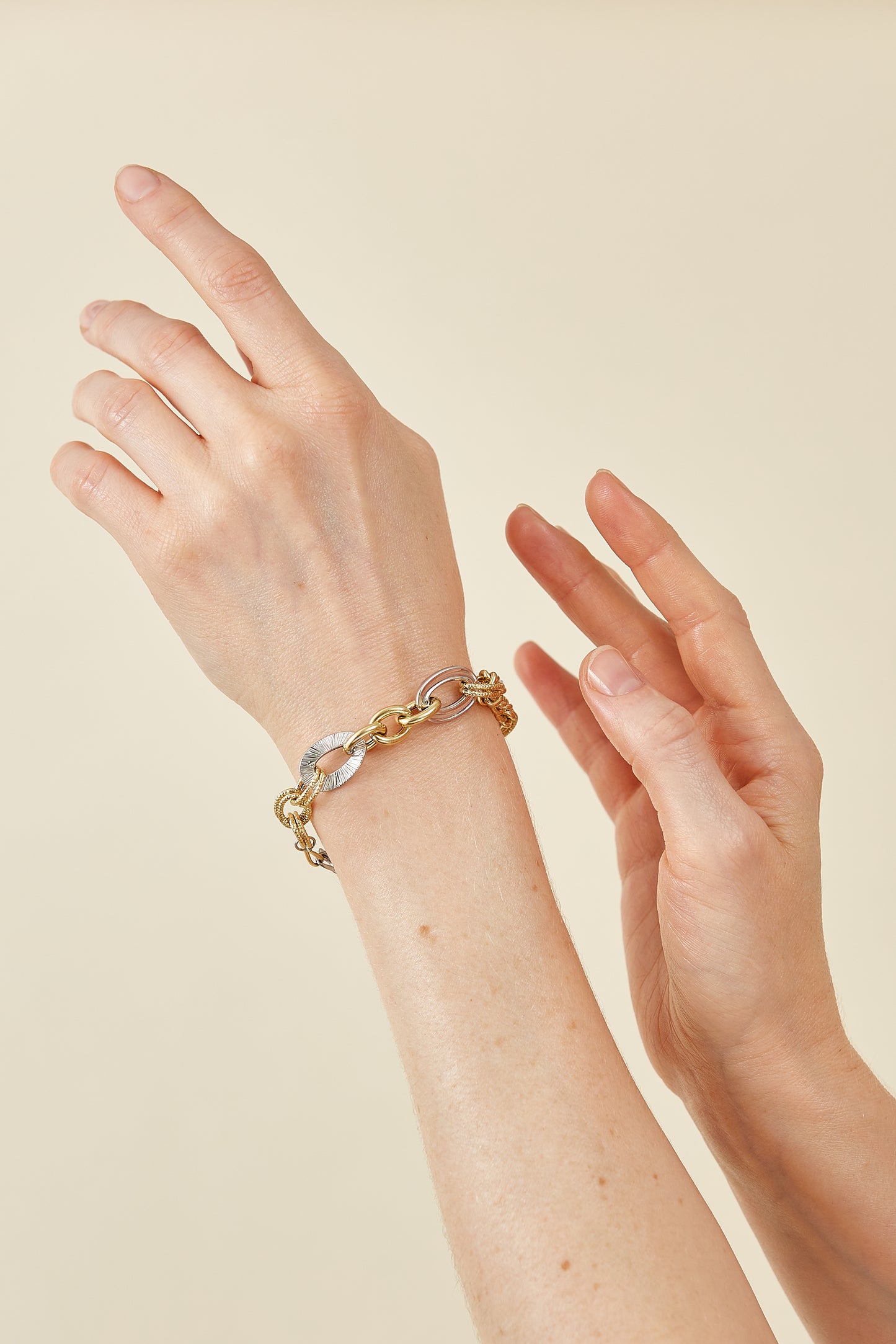Mixed Texture Gold Bracelet – Sculptural and Statement-Making