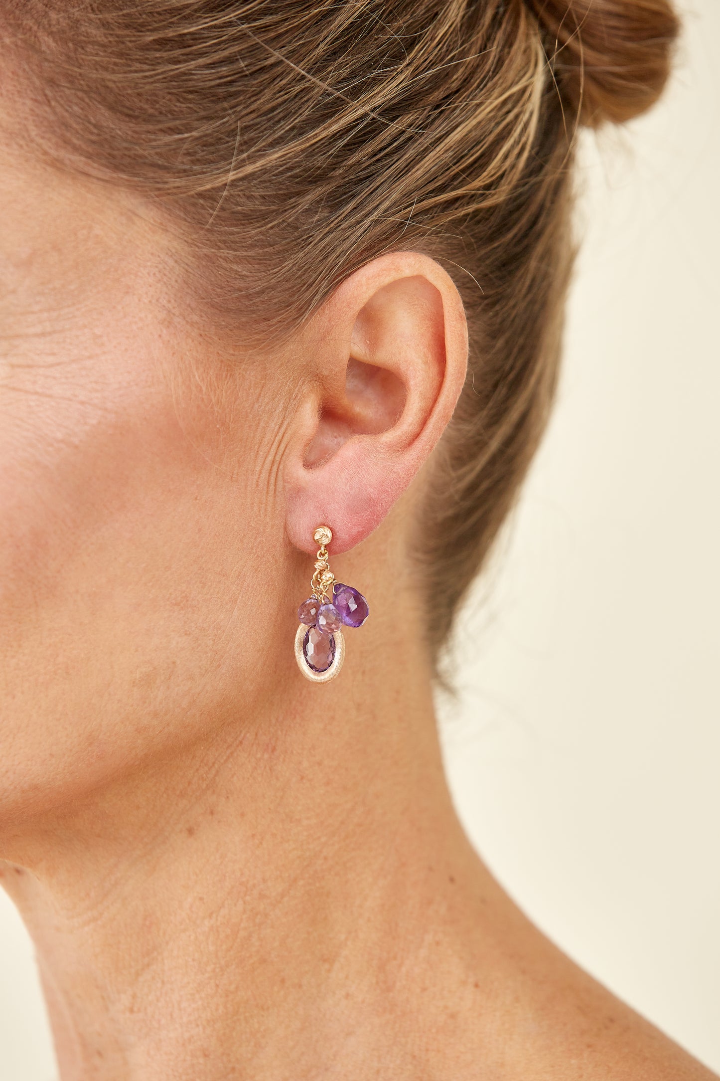 18Kt Gold Dustflower Amethyst Earrings: delicate yet grounded and inspired by blooms rising through dry soil.