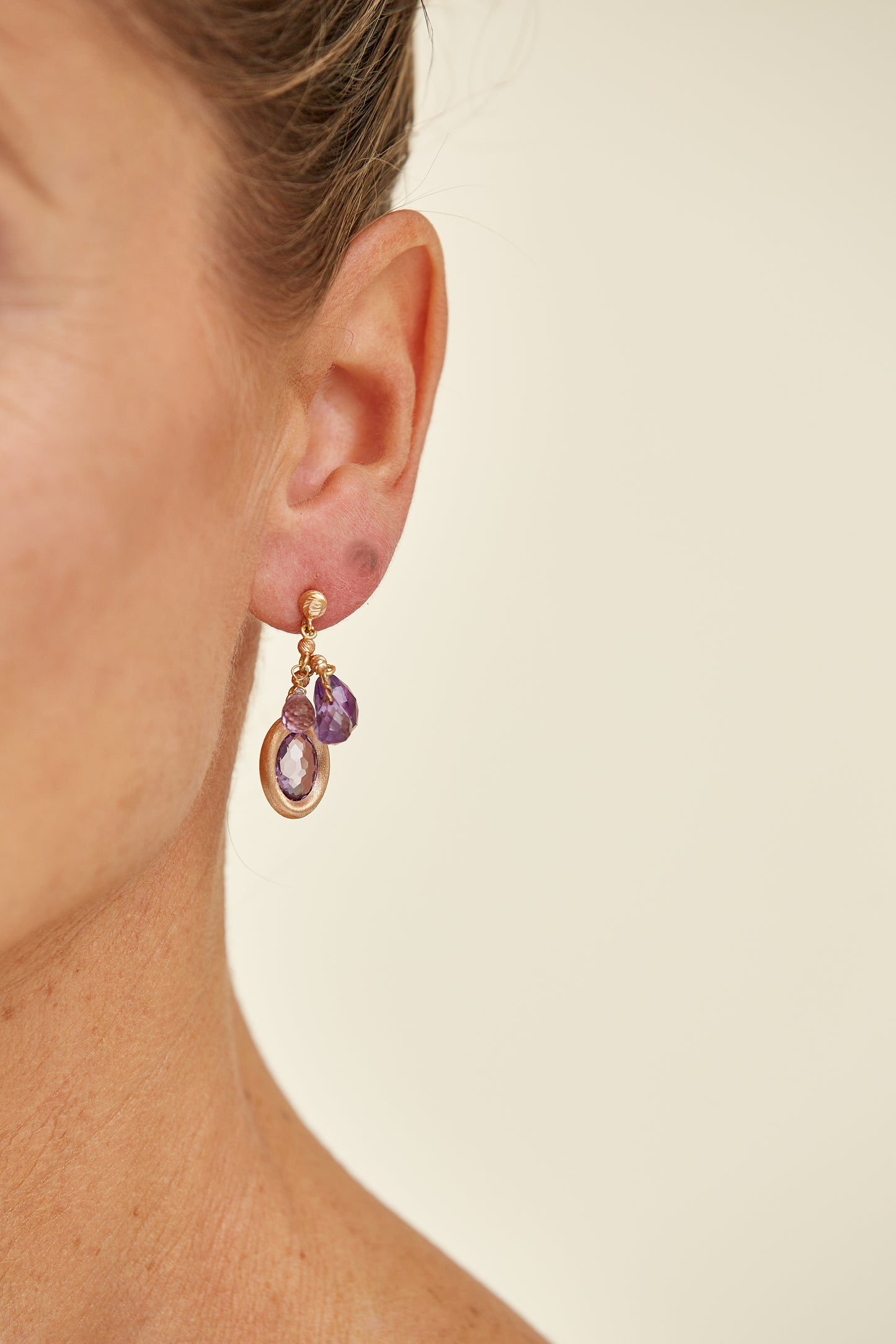 18Kt Gold Dustflower Amethyst Earrings: delicate yet grounded and inspired by blooms rising through dry soil.