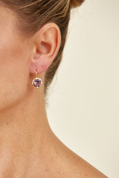 18 Kt Gold Vintage "Wild Bloom" Amethyst Earrings (Romantic and natural; captures untamed elegance without naming a place.)