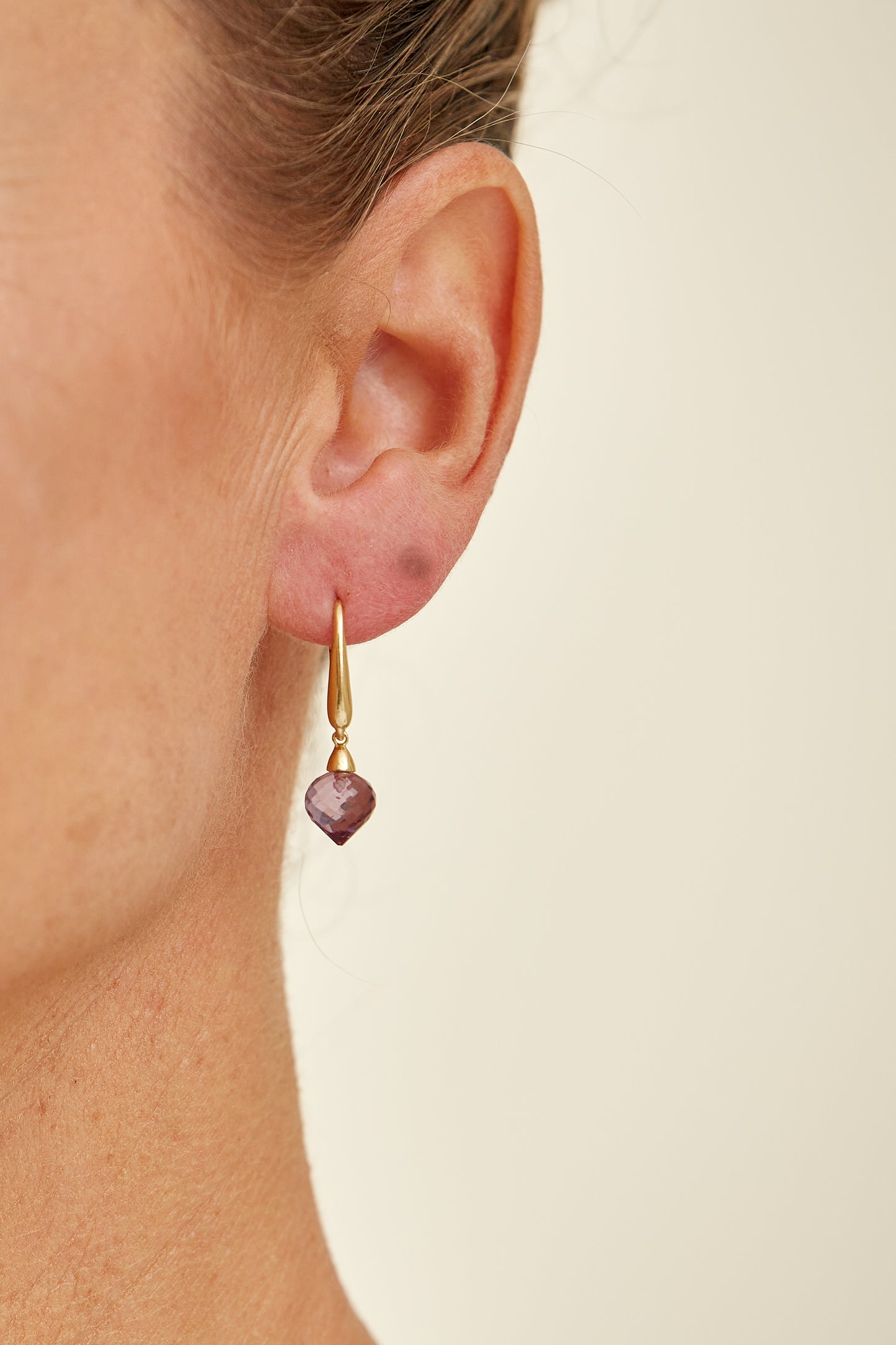 Faceted Amethyst Briolette Drop Earrings