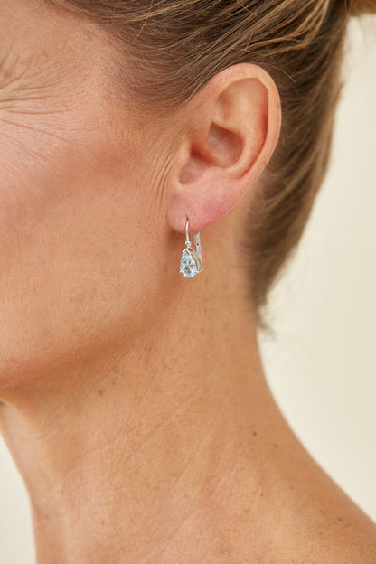Teardrop-Cut Aquamarine Earrings in White Gold