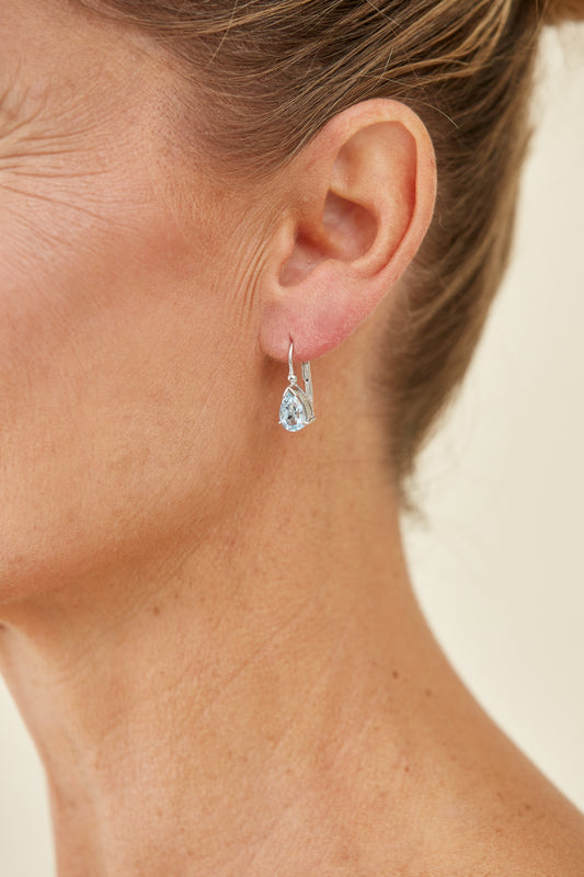 Teardrop-Cut Aquamarine Earrings in White Gold