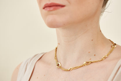 18K Gold Multi-Strand Link Necklace