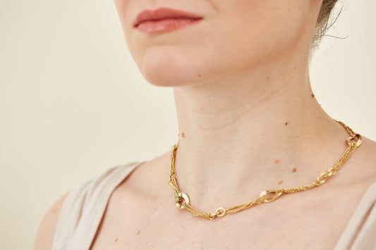 18K Gold Multi-Strand Link Necklace