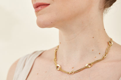 18K Gold Multi-Strand Link Necklace