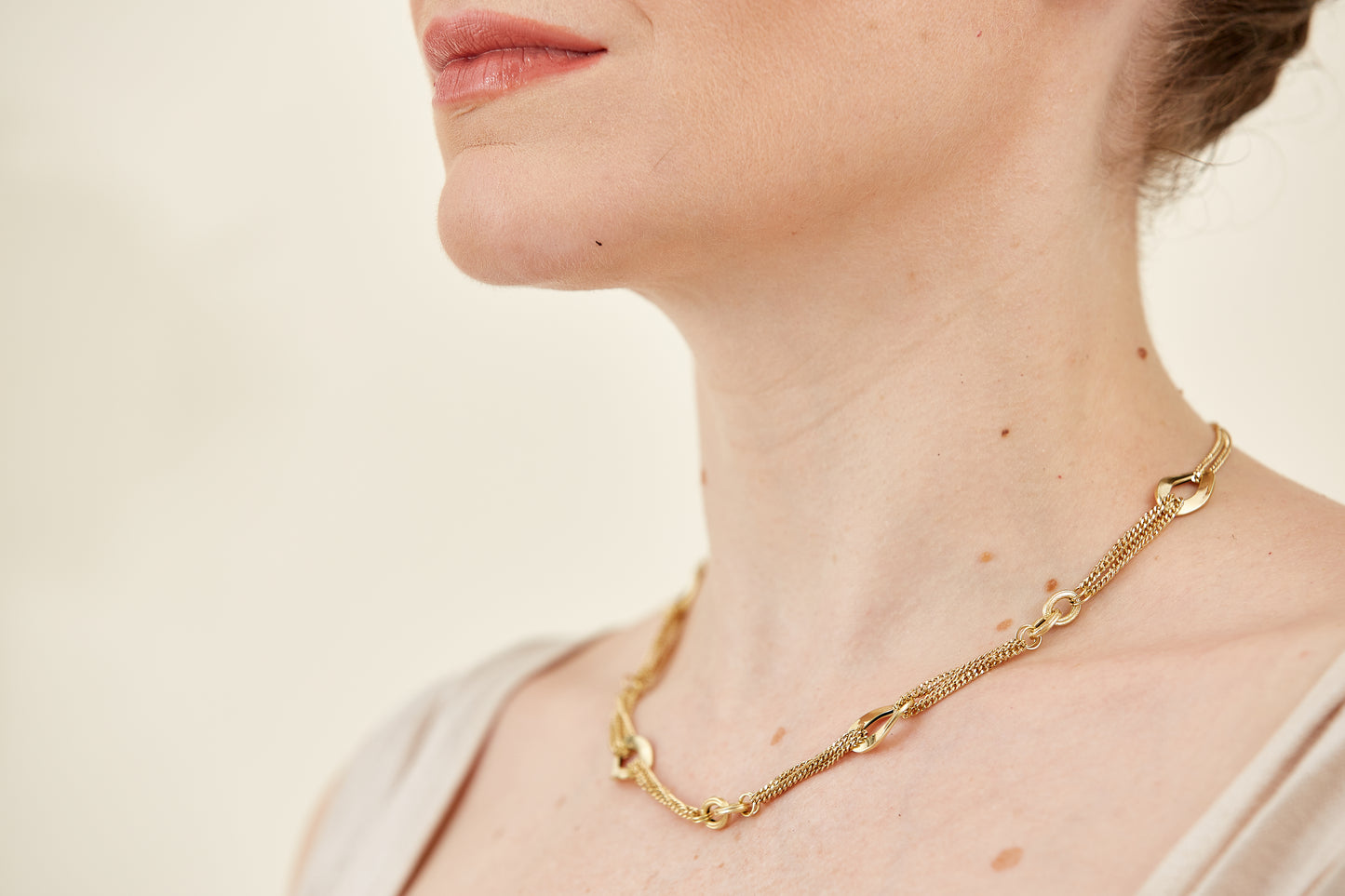 18K Gold Multi-Strand Link Necklace