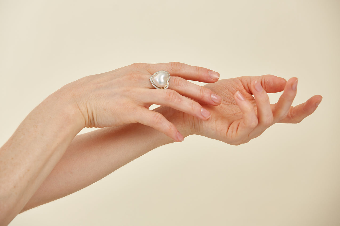 18K "Gold Whisper Tide" Mabe Pearl & Cubic Zirconia Ring