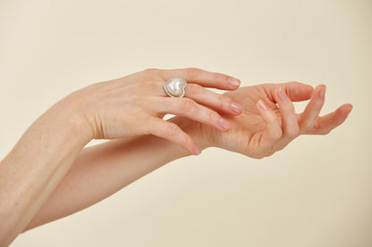 18K "Gold Whisper Tide" Mabe Pearl & Cubic Zirconia Ring