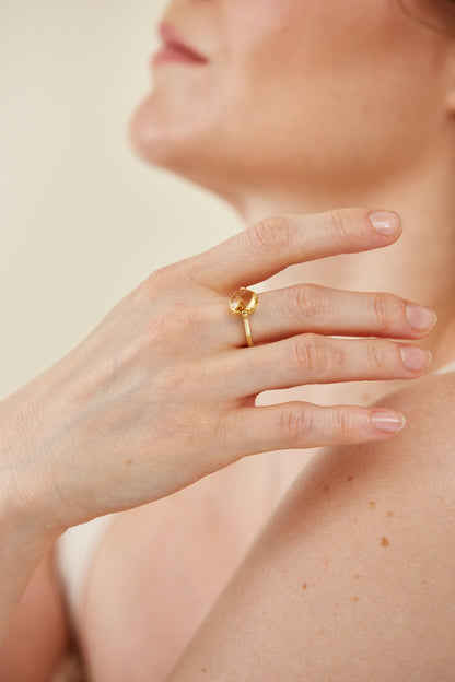 18K Gold Checkerboard cut Ring
