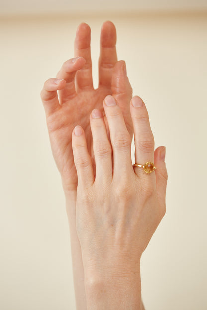18K Gold Checkerboard cut Ring