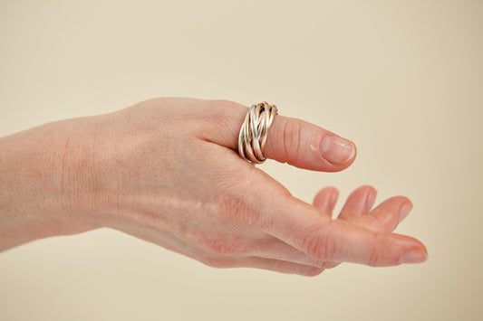 12 band Russian style ring in Silver and 9Kt Rose Gold