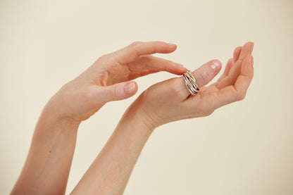 12 band Russian style ring in Silver and 9Kt Rose Gold