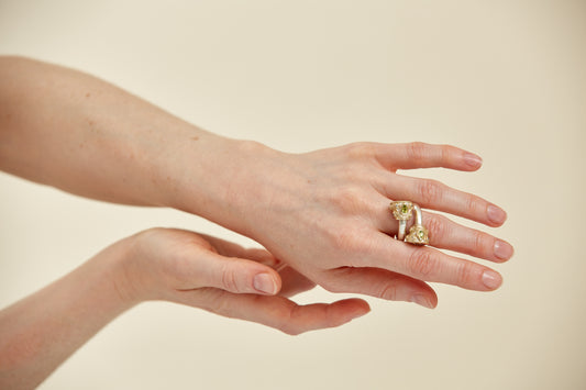 Oval "champagne" color cubic zirconia & assorted gemstone accents