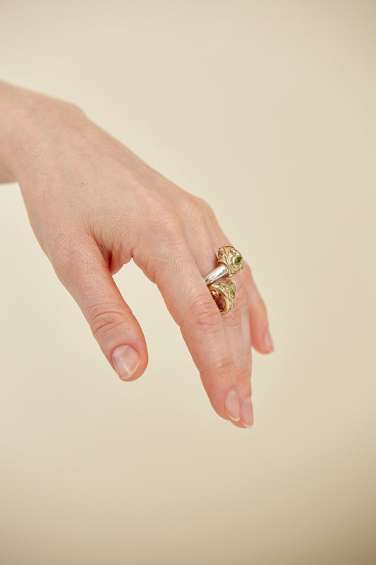 Oval "champagne" color cubic zirconia & assorted gemstone accents