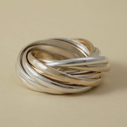 12 band Russian style ring in Silver and 9Kt Rose Gold