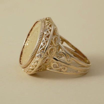 9K Gold Coin Signet Ring